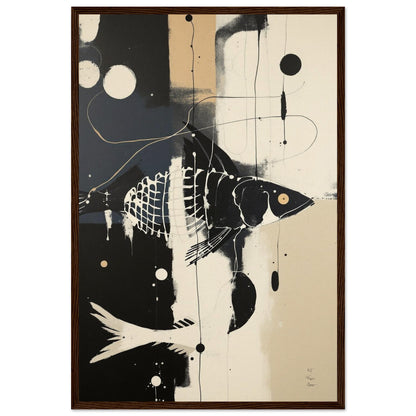 Abstract Fish Art Poster Print – Framed Modern Neutral Wall Décor