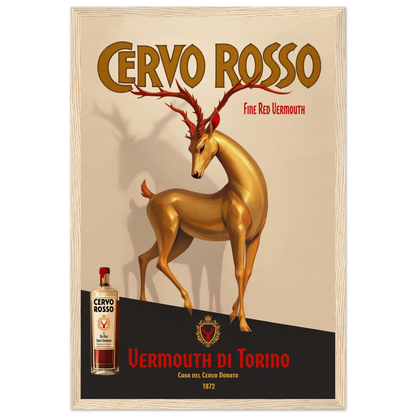 Art Deco Golden Deer Cocktail Bar Poster Print 30x45 cm 12x18″ Museum-Quality Matte Paper Wooden Framed Poster Light Wood Frame