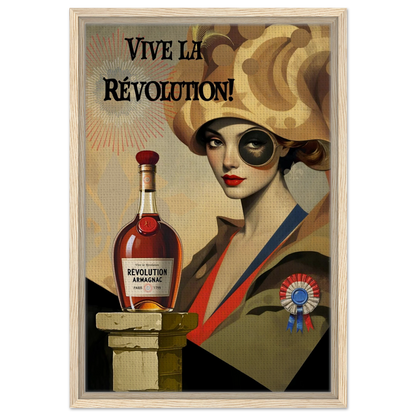 Vintage French Revolution Cognac Art Print Light Wood Frame 40x60 cm 16x24″ Framed Canvas