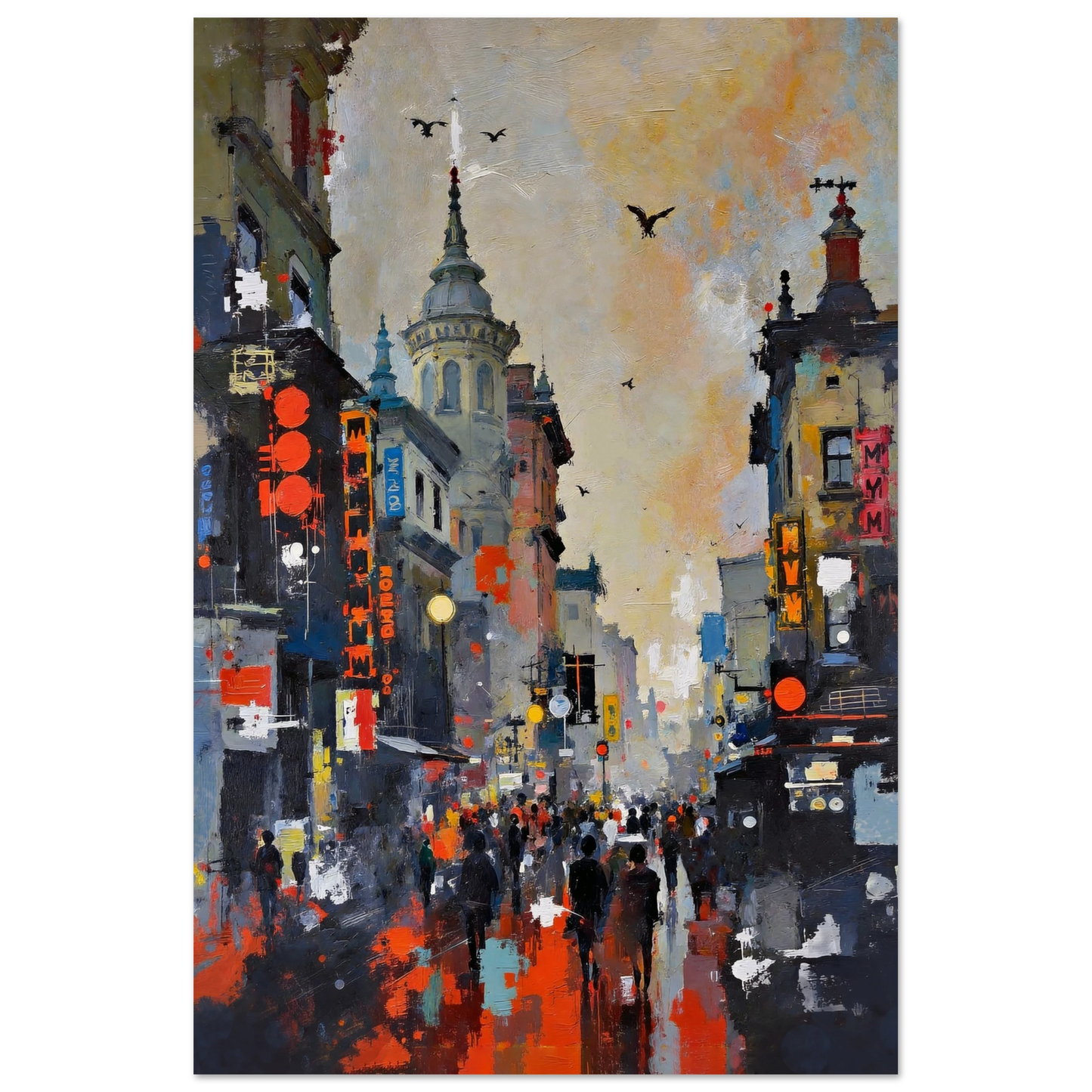 Gothic City Street Art Print - European Cityscape