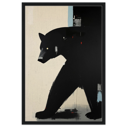 Minimalist Abstract Black Bear Art Poster Print Black Wood Frame 60x90 cm 24x36″ Framed Canvas