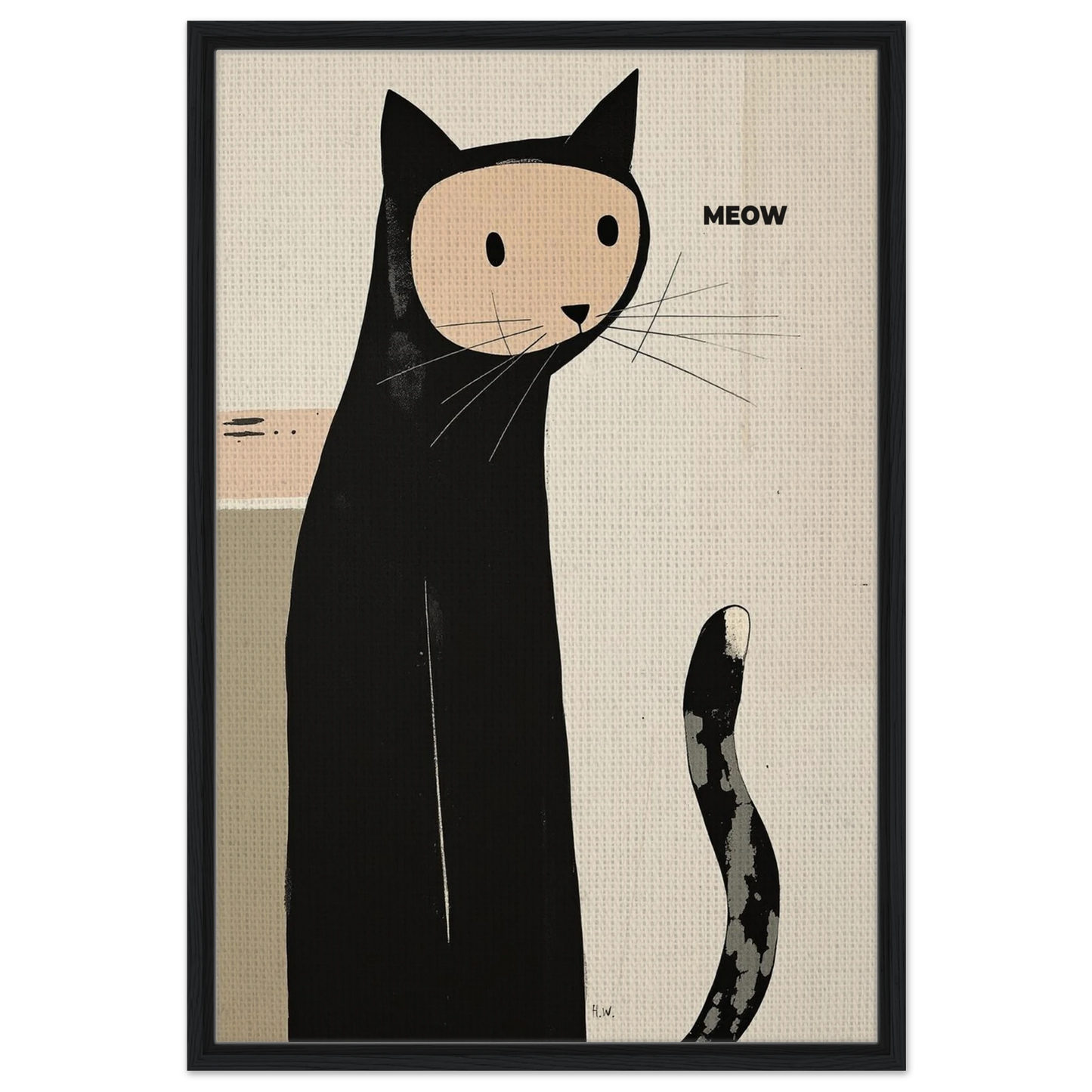 Quirky Modern Cat Art Poster Print