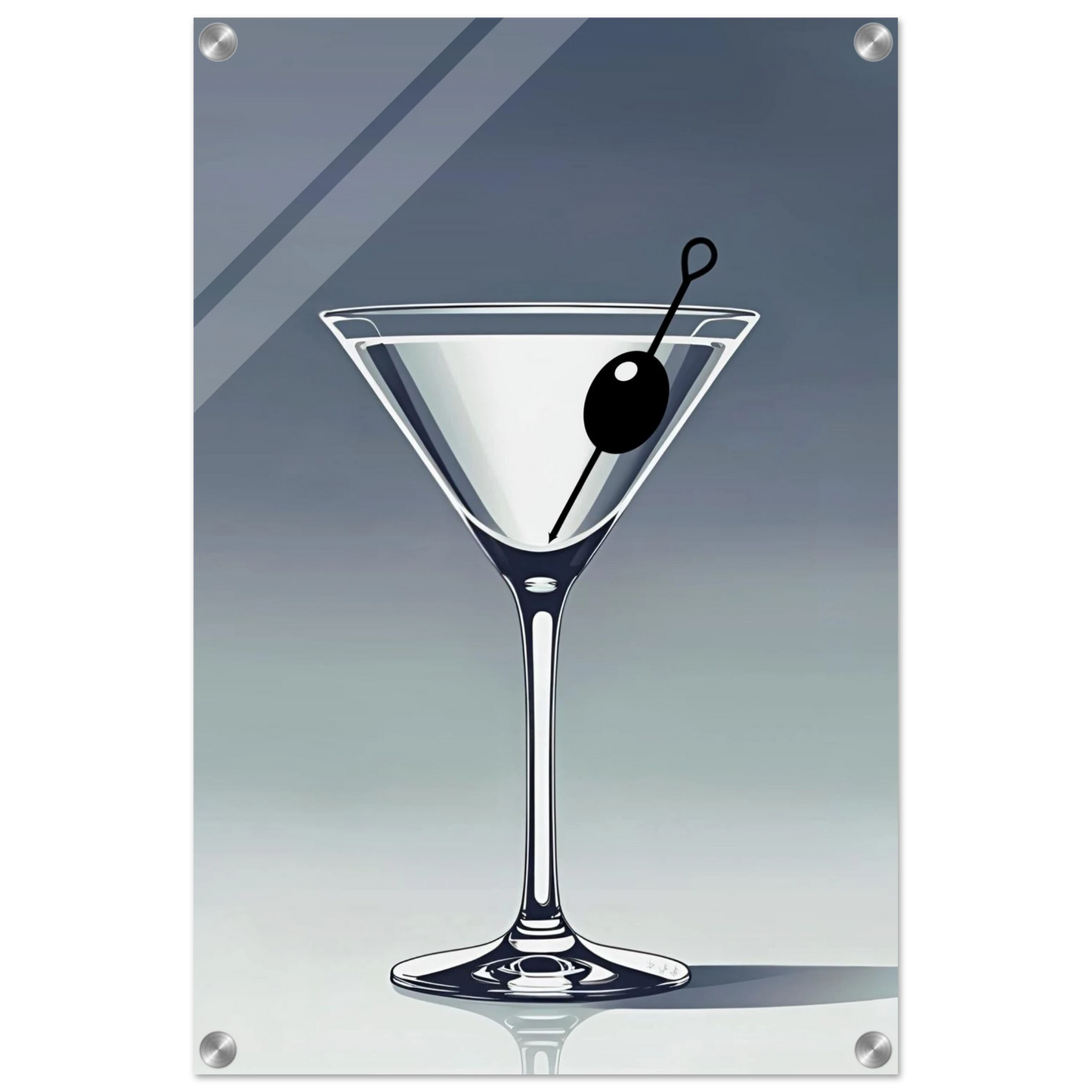 Retro Martini Cocktail Bar Art Print 40x60 cm 16x24″ Sleek Acrylic Print No Frame