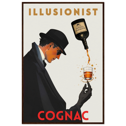 Vintage Illusionist Cognac Cocktail Bar Poster Print 60x90 cm 24x36″ Museum-Quality Matte Paper Wooden Framed Poster Dark Brown Wood Frame