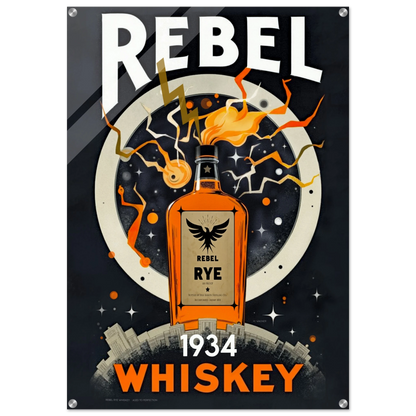 Rebel Whiskey Cocktail Bar Poster Print No Frame 70x100 cm 28x40″ Acrylic Print