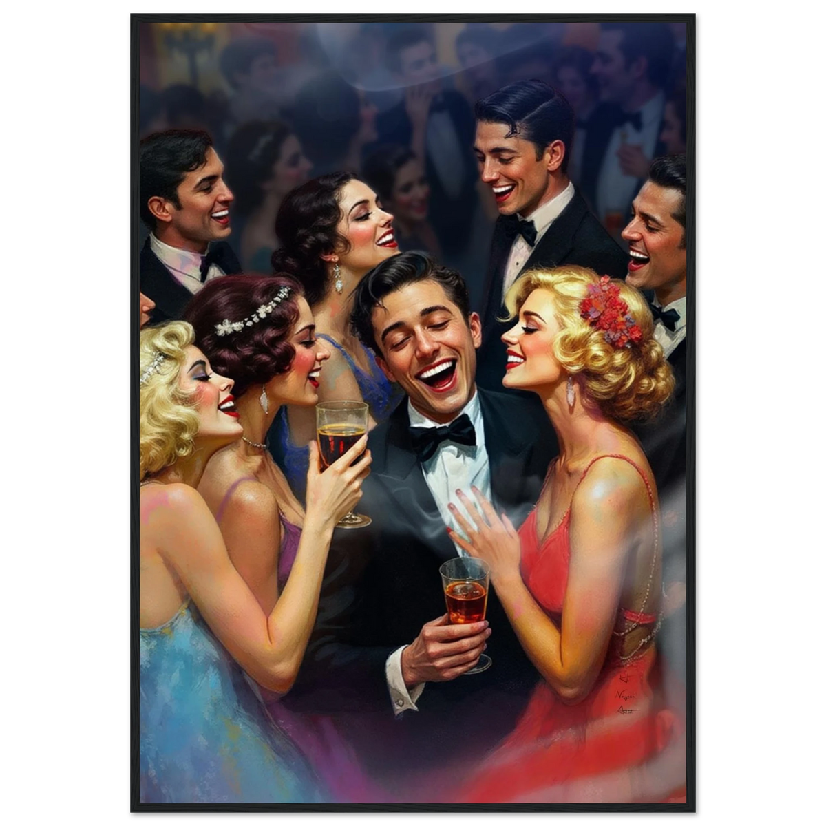 1920s Great Gatsby Speakeasy Party Art Print Black Wood Frame 70x100 cm 28x40″ Classic Matte Framed Poster