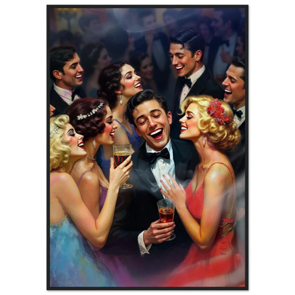 1920s Great Gatsby Speakeasy Party Art Print Black Wood Frame 70x100 cm 28x40″ Classic Matte Framed Poster