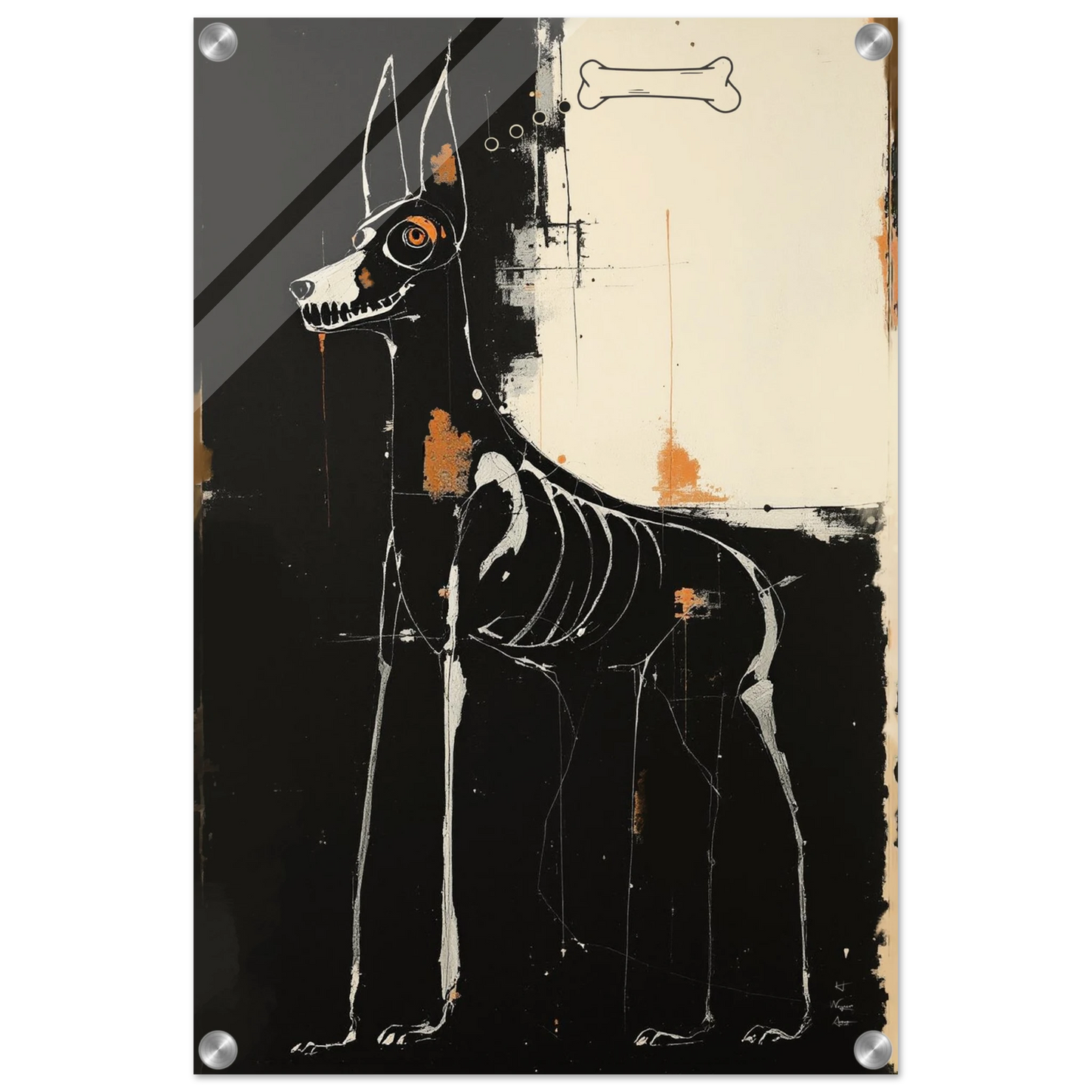 X-ray Skeleton Dog Abstract Art Poster Print 40x60 cm 16x24″ Sleek Acrylic Print No Frame