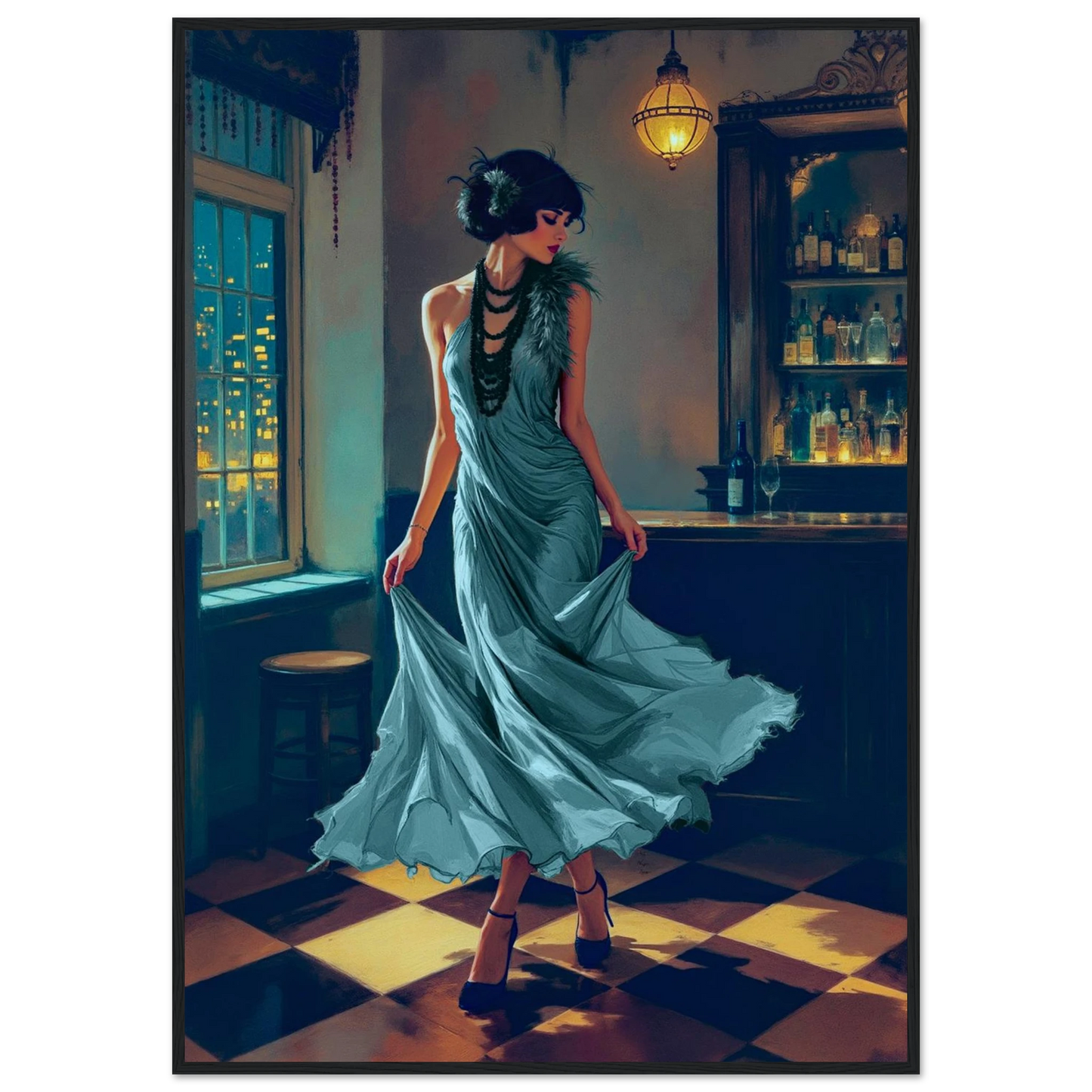 1920s Flapper Speakeasy Art Print 60x90 cm 24x36″ Gallery Wrapped Canvas No Frame