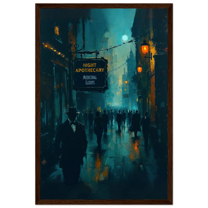 Prohibition Speakeasy Moody Nightlife Art Print 30x45 cm 12x18″ Classic Matte Paper Wooden Framed Poster Dark Brown Wood Frame