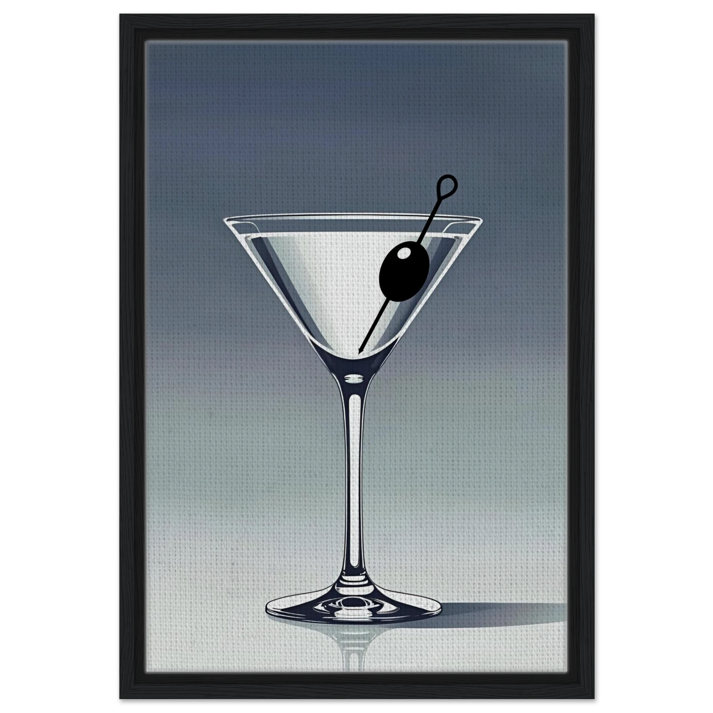Retro Martini Cocktail Bar Art Print 40x60 cm 16x24″ Framed Canvas Black Wood Frame