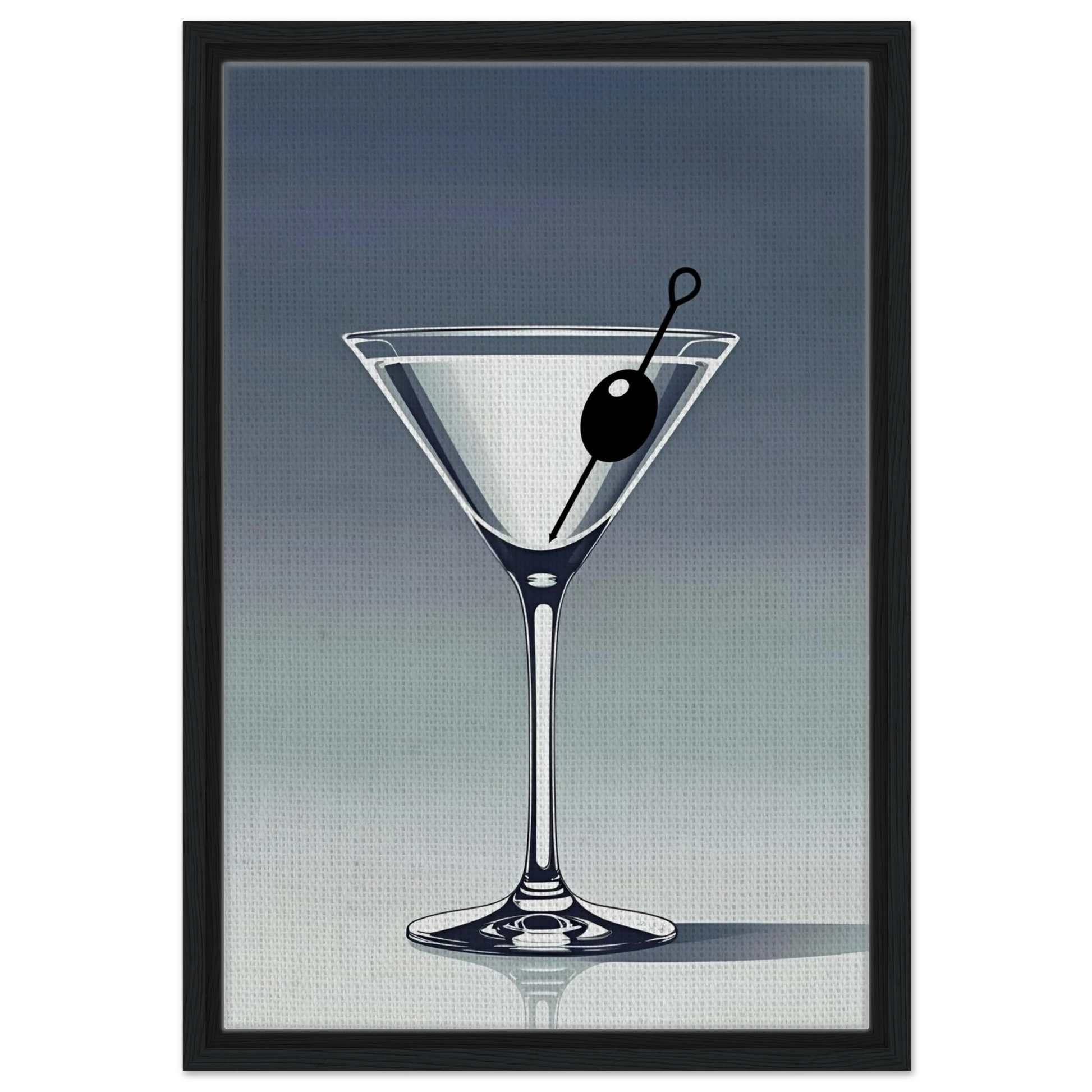 Retro Martini Lounge Cocktail Bar Art Print 40x60 cm 16x24″ Framed Canvas Black Wood Frame