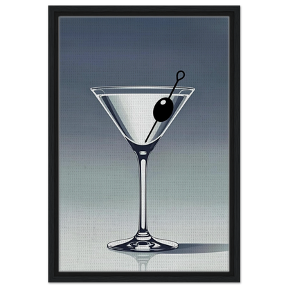Retro Martini Lounge Cocktail Bar Art Print 40x60 cm 16x24″ Framed Canvas Black Wood Frame