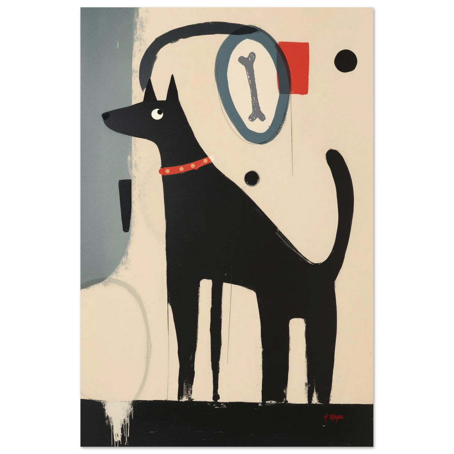 Quirky Modern Dog Art Print 30x45 cm 12x18″ Classic Matte Paper Poster No Frame