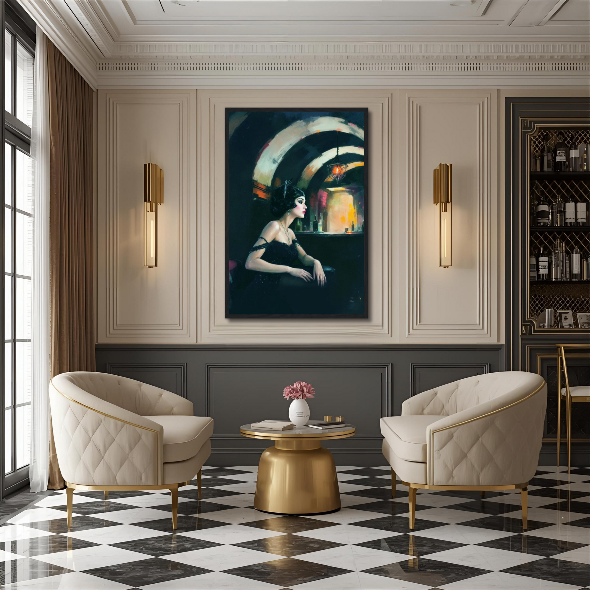Speakeasy Flapper Gatsby Wall Art Poster Print 60x90 cm 24x36″ Gallery Wrapped Canvas No Frame