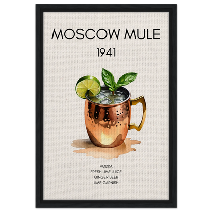 Moscow Mule Cocktail Bar Poster Print Black Wood Frame 40x60 cm 16x24″ Framed Canvas