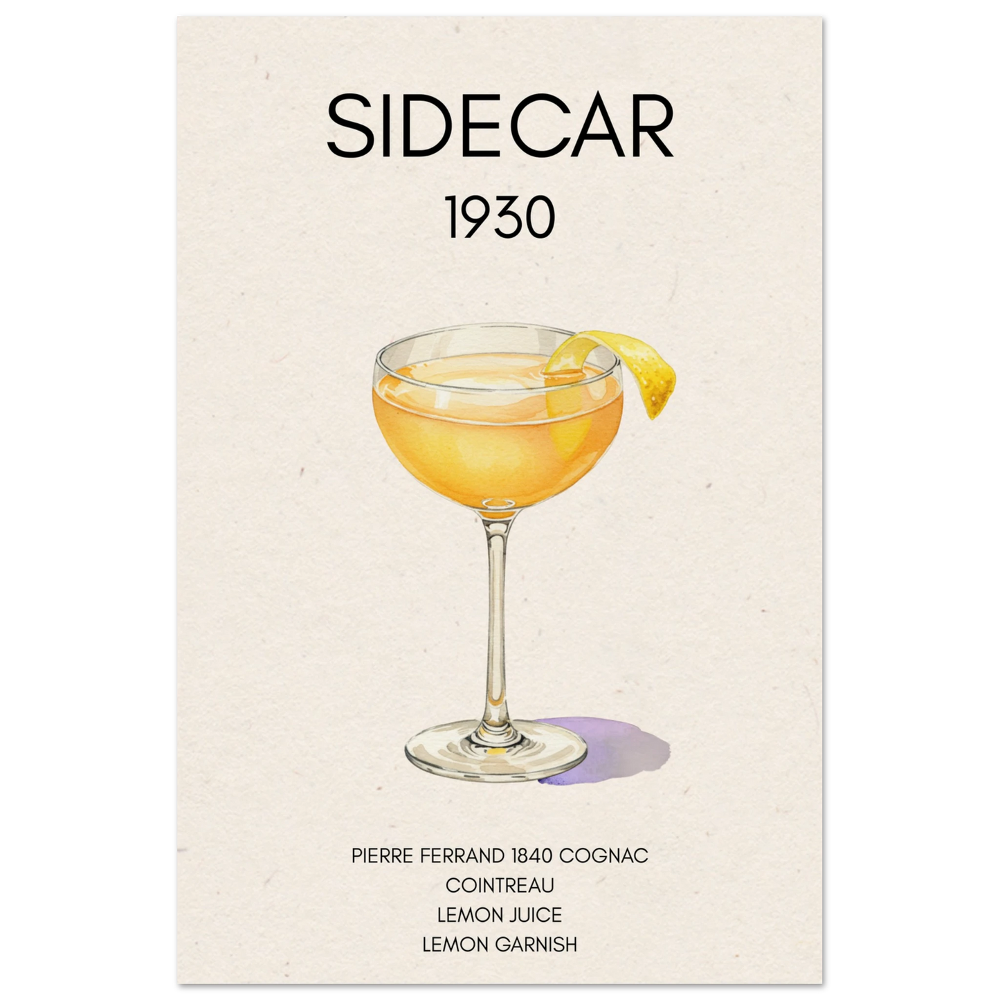 Sidecar Cocktail Bar Poster Print No Frame 30x45 cm 12x18″ Museum-Quality Matte Paper Poster