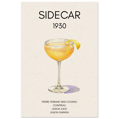 Classic Sidecar Cocktail Bar Art Print No Frame 30x45 cm 12x18″ Museum-Quality Matte Paper Poster