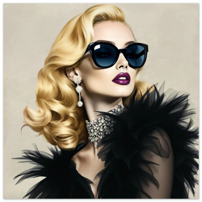 Blonde Bombshell Fashion Model Art Print 30x30 cm 12x12″ Premium Matte Paper Poster