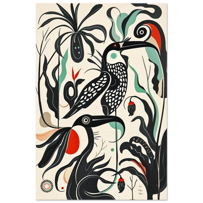 Mid-Century Modern Tropical Bird Art Print No Frame 60x90 cm 24x36″ Premium Matte Paper Poster