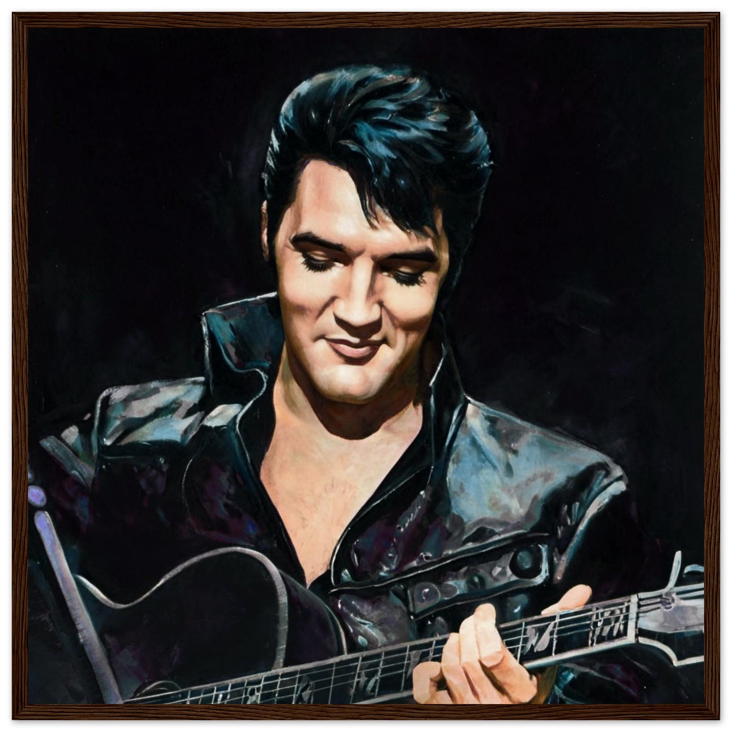 Elvis Presley Comeback Tour Art Print Dark Brown Wood Frame 50x50 cm 20x20″ Museum-Quality Matte Framed Poster