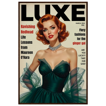Maureen O'Hara Vintage Fashion Art Poster Print Dark Brown Wood Frame 60x90 cm 24x36″ Museum-Quality Matte Paper Wooden Framed Poster