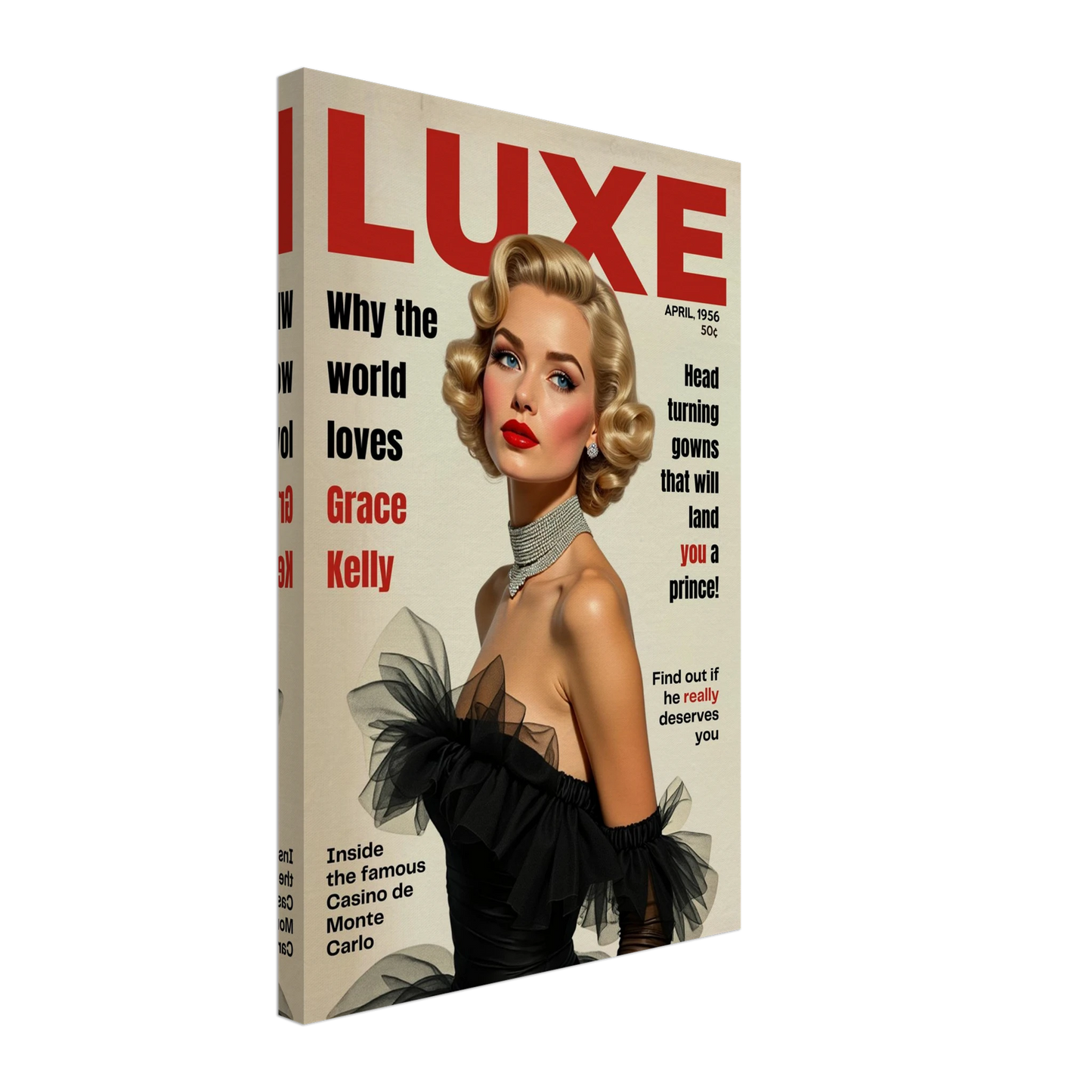 Grace Kelly Hollywood Glam Magazine Art Print No Frame 40x60 cm 16x24″ Gallery Wrapped Canvas
