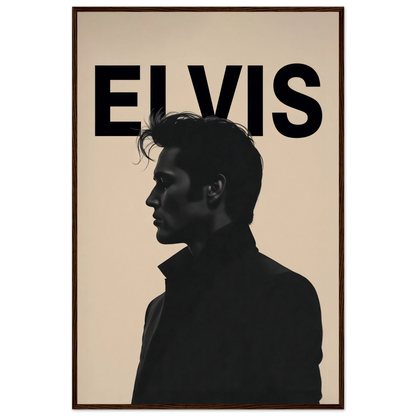 Young Elvis Presley Silhouette Art Print Dark Brown Wood Frame 60x90 cm 24x36″ Classic Matte Wooden Framed Poster