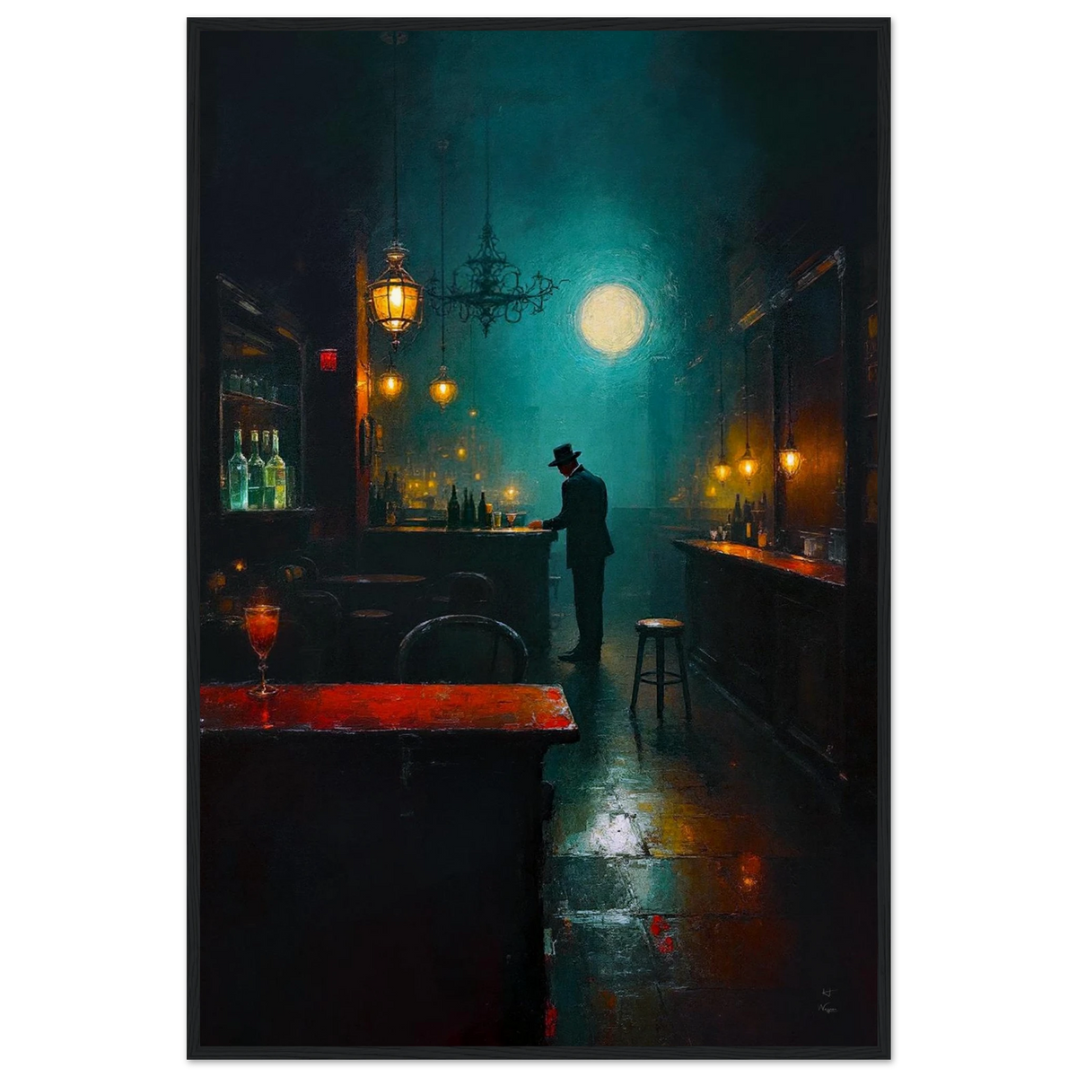 Speakeasy Bootleg Prohibition Bar Art Print 60x90 cm 24x36″ Museum-Quality Matte Framed Poster Black Wood frame