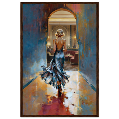 1920s Speakeasy Gatsby Flapper Art Deco Print 40x60 cm 16x24″ Premium Matte Framed Poster Dark Brown Wood Frame