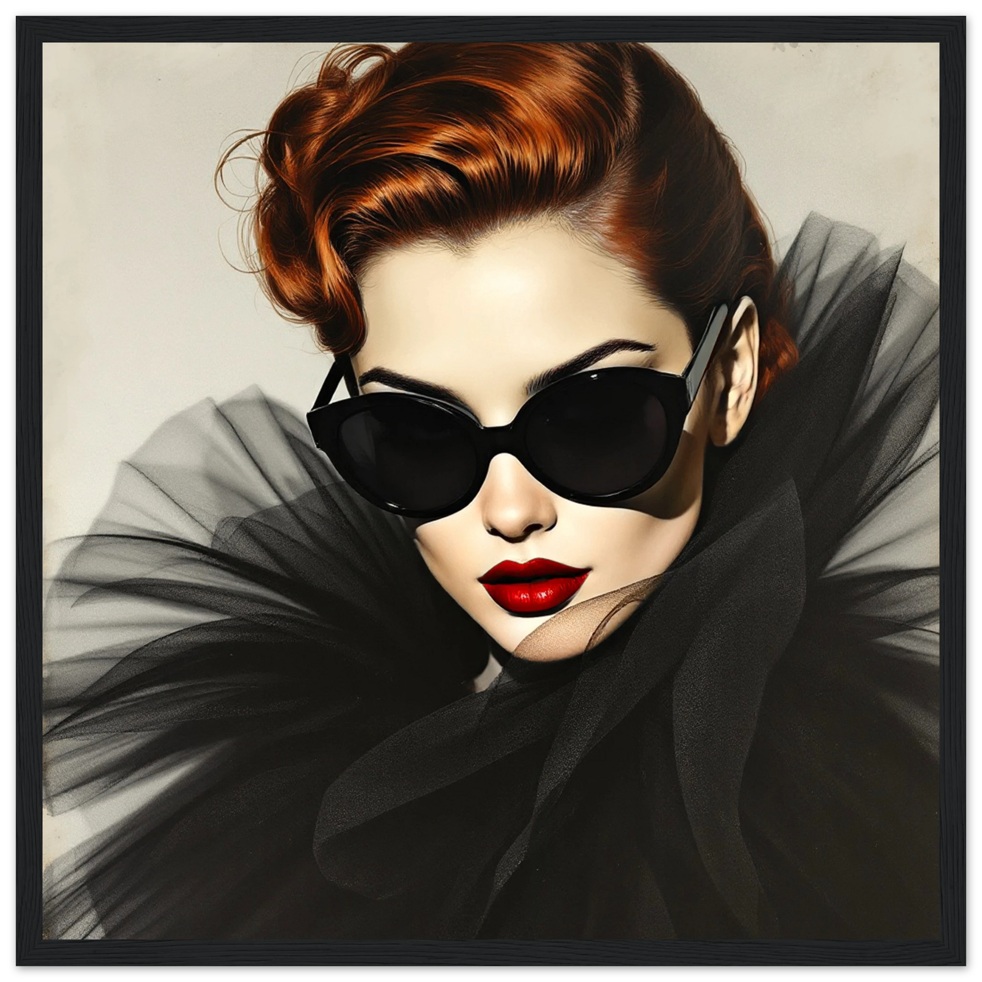 Femme Fatale Paris Runway Fashion Art Print 40x40 cm 16x16″ Premium Matte Paper Wooden Framed Poster