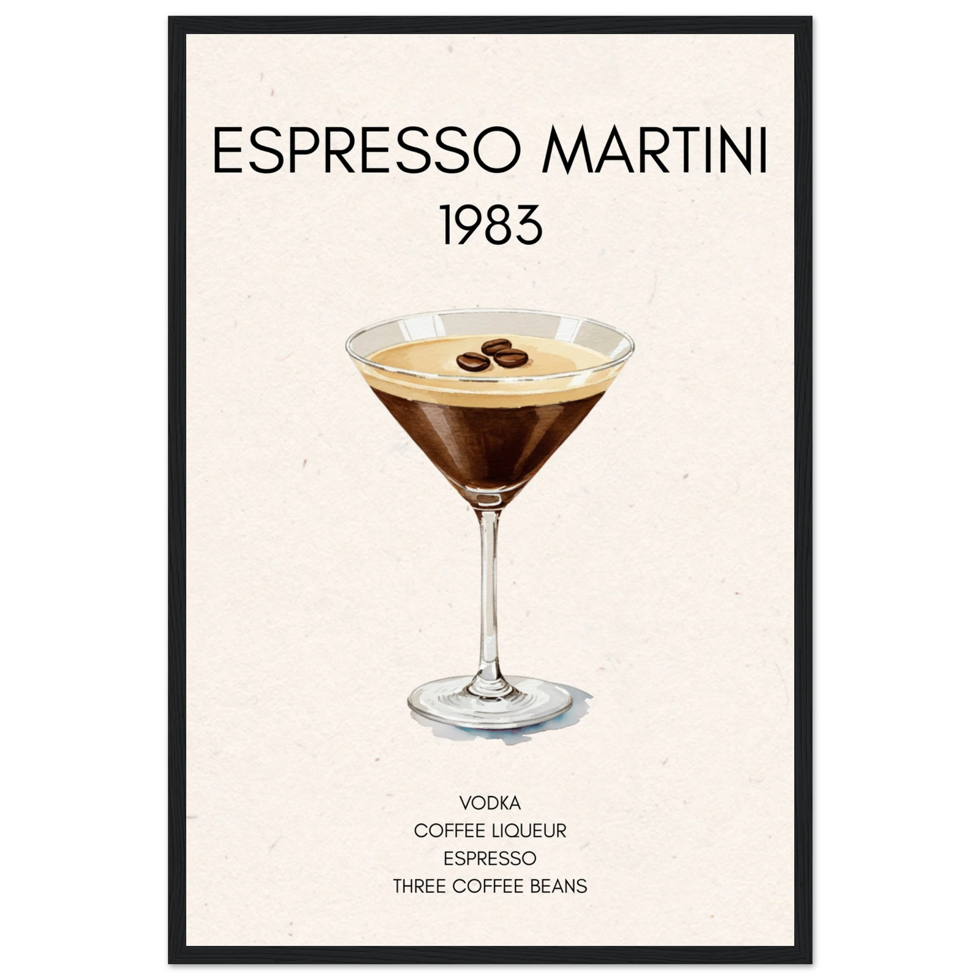 Espresso Martini Cocktail Bar Poster Print Black Wood Frame 40x60 cm 16x24″ Premium Matte Paper Wooden Framed Poster