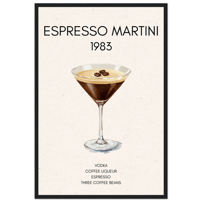 Espresso Martini Cocktail Bar Poster Print Black Wood Frame 40x60 cm 16x24″ Premium Matte Paper Wooden Framed Poster