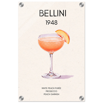 Italian Bellini Cocktail Bar Poster Print 30x45 cm 12x18″ Sleek Acrylic Print No Frame