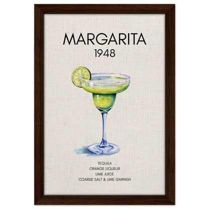 Margarita Cocktail Bar Art Print Dark Brown Wood Frame 30x45 cm 12x18″ Framed Canvas