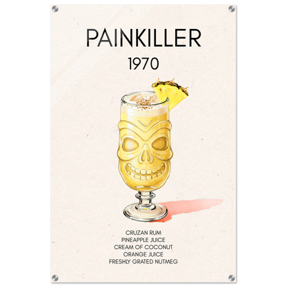 Painkiller Cocktail Bar Art Tiki Print No Frame 60x90 cm 24x36″ Sleek Acrylic Print