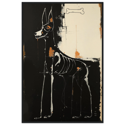 X-ray Skeleton Dog Abstract Art Poster Print