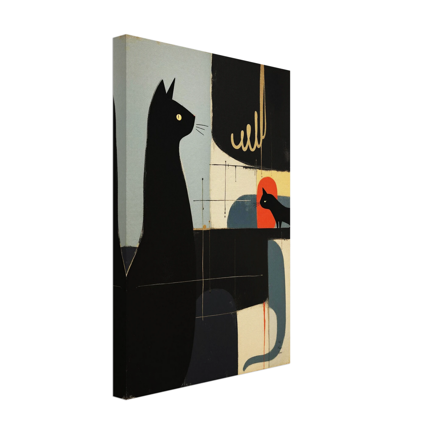 Abstract Cat & Kitten Modern Art Print No Frame 30x45 cm 12x18″ Gallery Wrapped Canvas