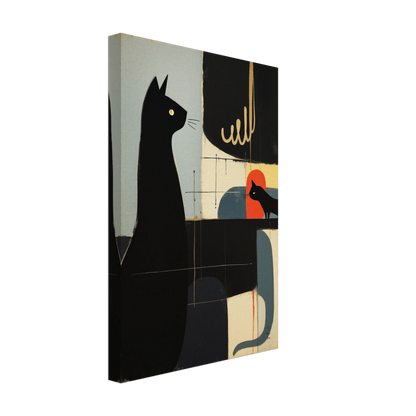Abstract Cat & Kitten Modern Art Print No Frame 30x45 cm 12x18″ Gallery Wrapped Canvas