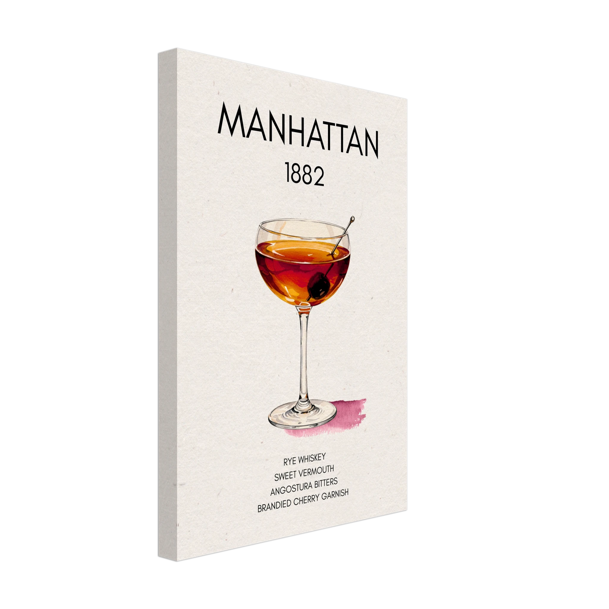Classic Manhattan Cocktail Bar Art Print No Frame 30x45 cm 12x18″ Gallery Wrapped Canvas