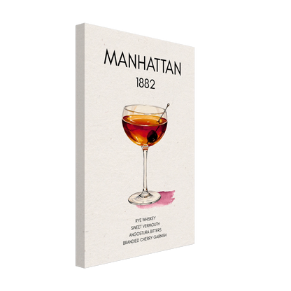 Classic Manhattan Cocktail Bar Art Print No Frame 30x45 cm 12x18″ Gallery Wrapped Canvas