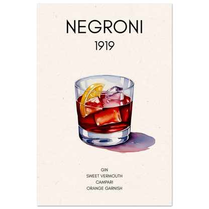 Negroni Cocktail Bar Art Print No Frame 40x60 cm 16x24″ Classic Matte Paper Poster