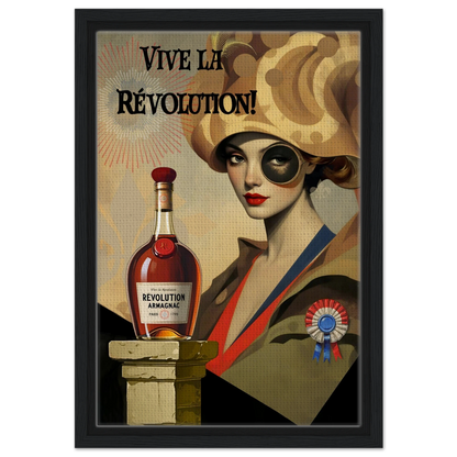 Vintage French Revolution Cognac Art Print Black Wood Frame 30x45 cm 12x18″ Framed Canvas