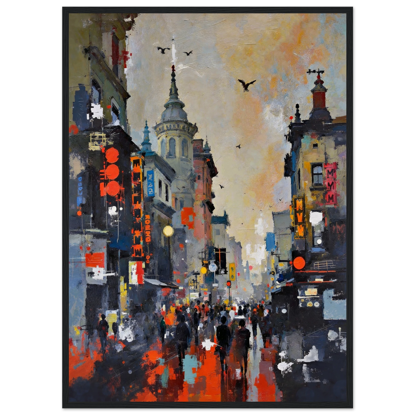 Gothic City Street Art Print - European Cityscape