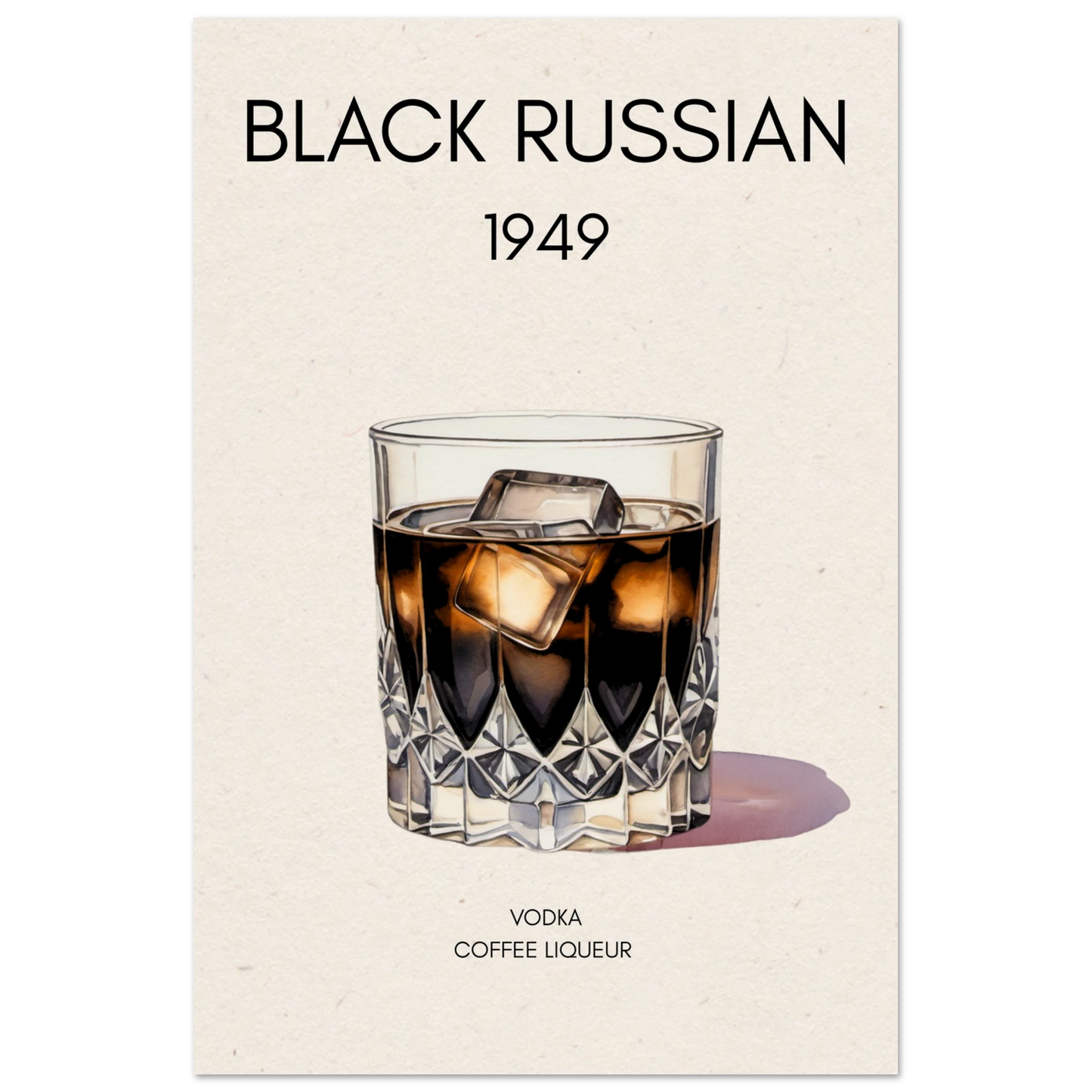 Black Russian Cocktail Bar Art Poster Print No Frame 30x45 cm 12x18″ Museum-Quality Matte Paper Poster