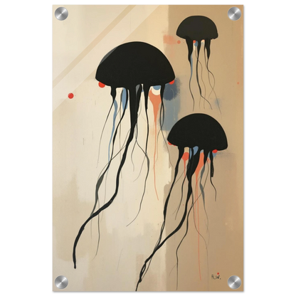 Minimalist Abstract Floating Jellyfish Art Print No Frame 30x45 cm 12x18″ Sleek Acrylic Print