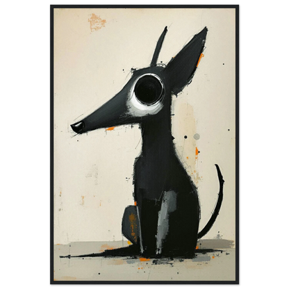 Big Eyed Abstract Dog Fine Art Print Black Wood Frame 60x90 cm 24x36″ Premium Matte Paper Wooden Framed Poster