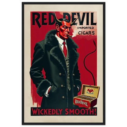 Red Devil 1920s Art Deco Cigar Art Print 40x60 cm 16x24″ Museum-Quality Matte Paper Wooden Framed Poster Black Wood Frame