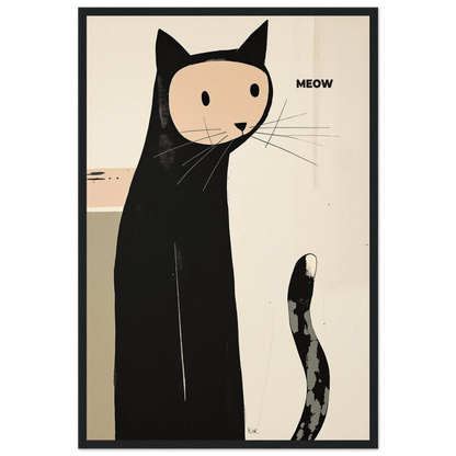 Quirky Modern Cat Art Poster Print 40x60 cm 16x24″ Premium Semi-Glossy Paper Wooden Framed Poster Black Wood Frame