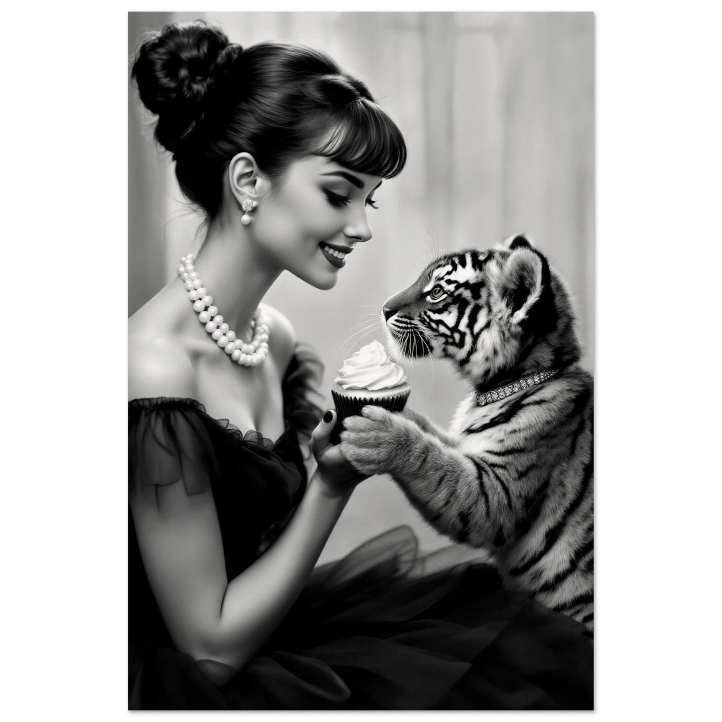 Audrey Hepburn Tiger Cub Art Print No Frame 60x90 cm 24x36″ Museum-Quality Matte Paper Poster